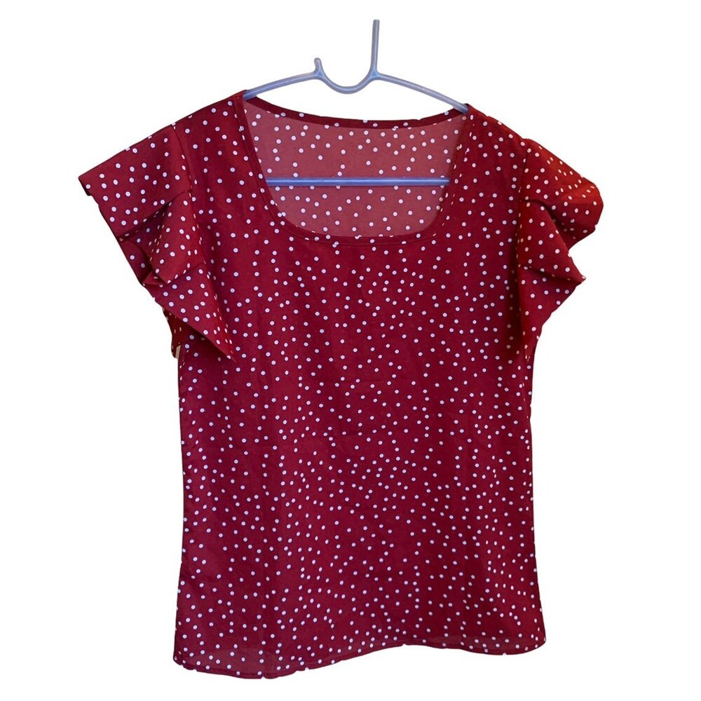 Red Polkadot Sheer blouse